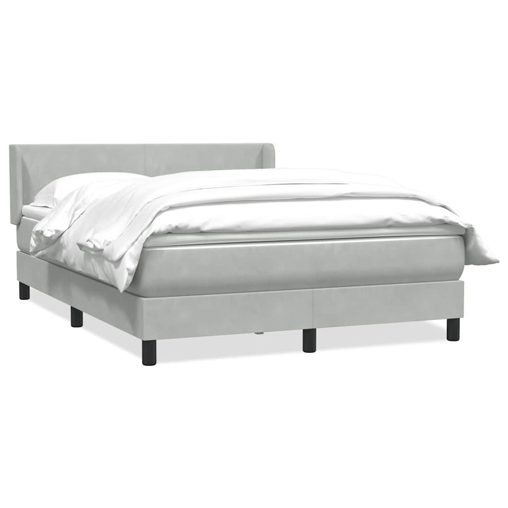 vidaXL Boxspringbett mit Matratze Hellgrau 140x220 cm Samt