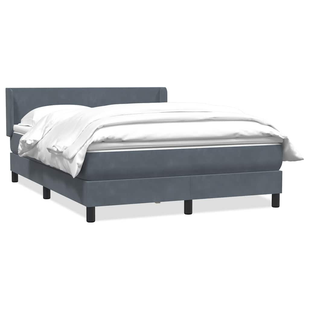 vidaXL Boxspringbett mit Matratze Dunkelgrau 140x220 cm Samt