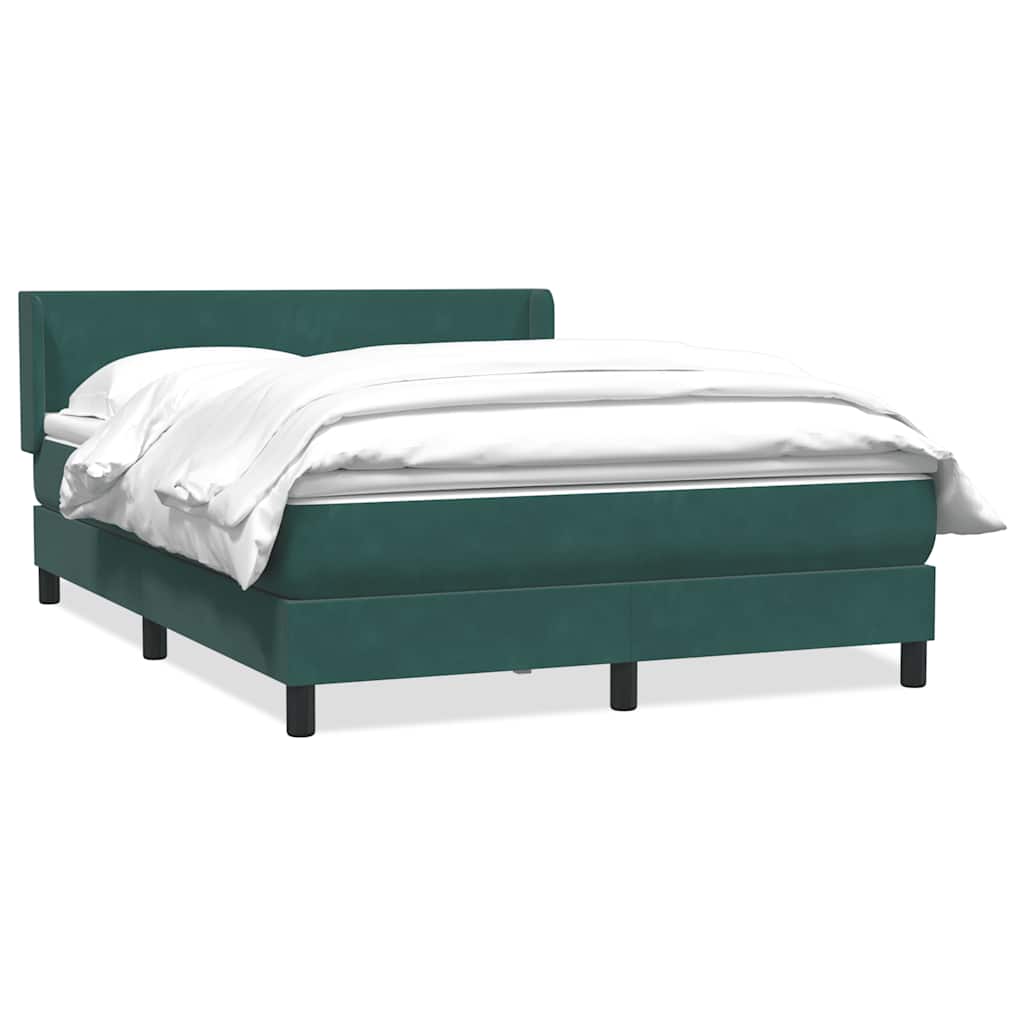 vidaXL Boxspringbett mit Matratze Dunkelgrün 140x220 cm Samt