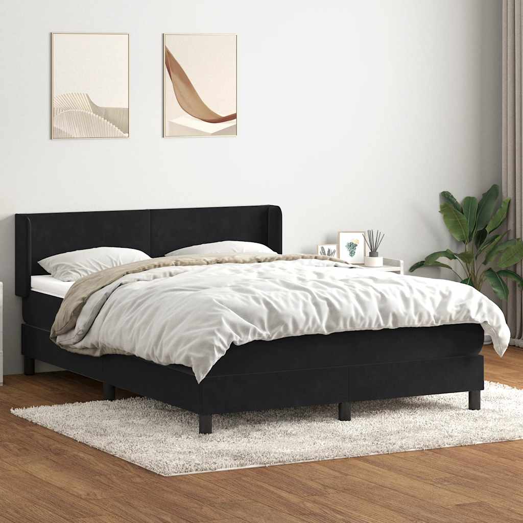 vidaXL Boxspringbett mit Matratze Schwarz 160x220 cm Samt