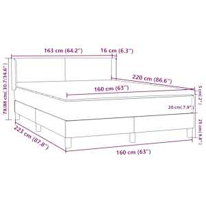 Box spring postel s matrací tmavě zelená 160x220 cm samet - obrázek 12