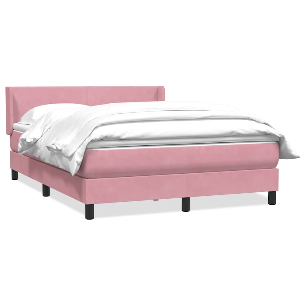 E-shop vidaXL Posteľný rám boxsping s matracom ružový 160x220 cm zamat