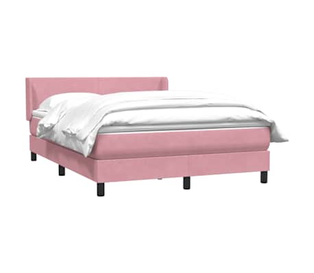vidaXL Sommier &agrave; lattes de lit avec matelas rose 160x220 cm velours