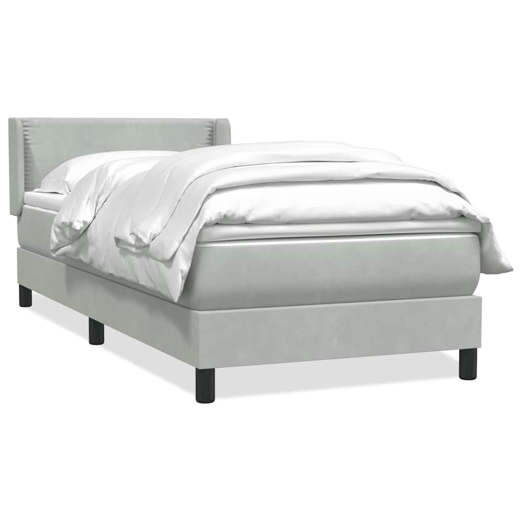 vidaXL Boxspring met matras fluweel lichtgrijs 80x210 cm grijs, foto 3