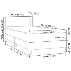 Box spring postel s matrací světle šedá 80x210 cm samet - obrázek 12