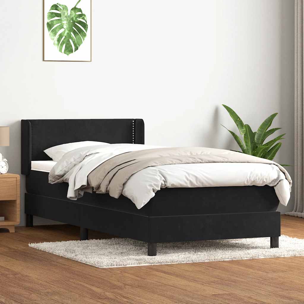 vidaXL Boxspringbett mit Matratze Schwarz 80x210 cm Samt