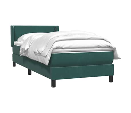 vidaXL Sommier &agrave; lattes de lit et matelas vert fonc&eacute; 80x210 cm velours