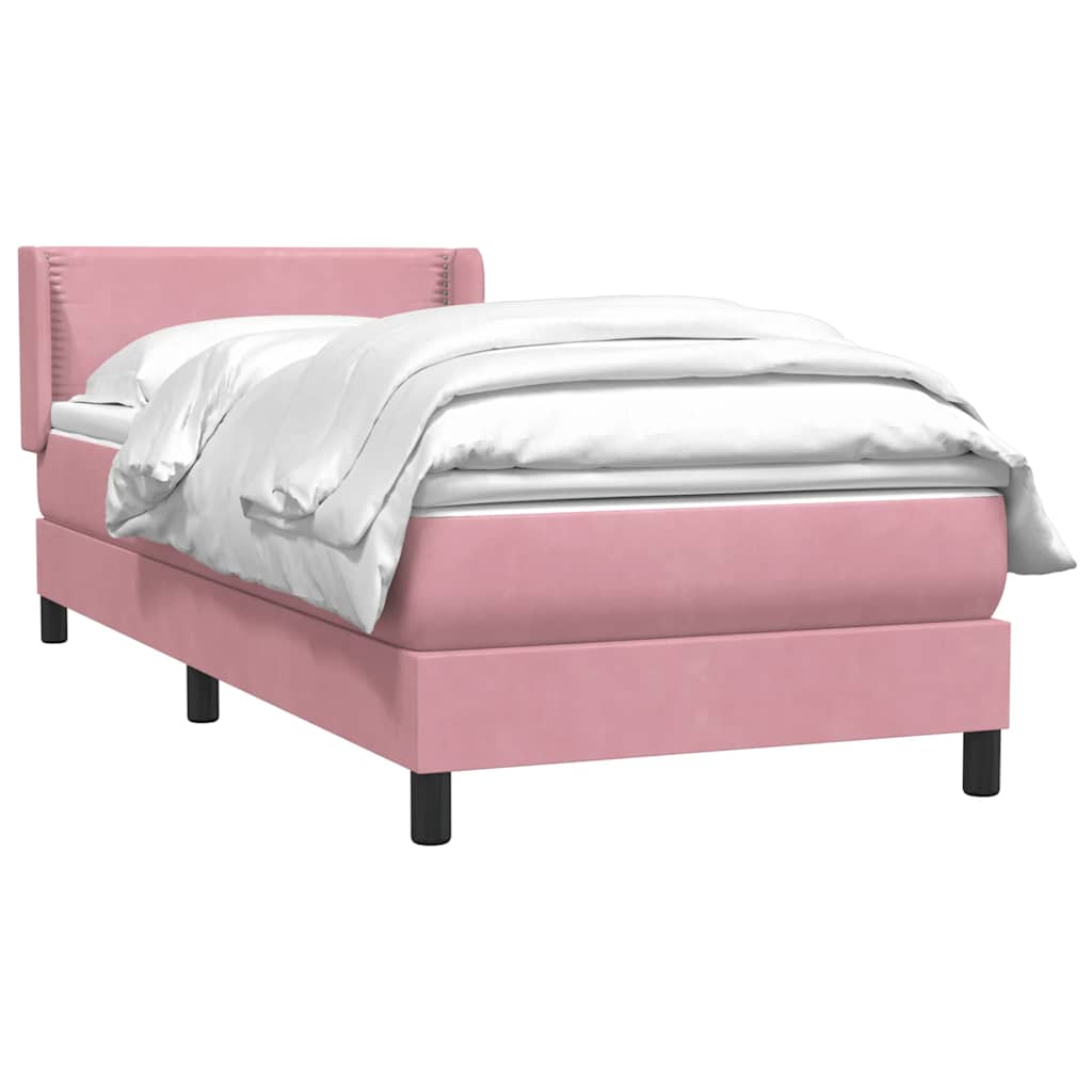 vidaXL Boxspring met matras fluweel roze 80x210 cm afbeelding