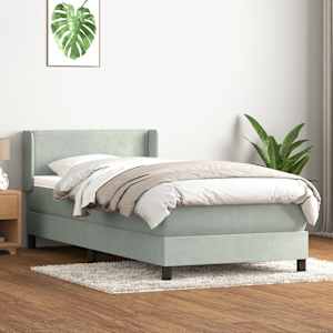 Box Spring postelja z vzmetnico Svetlo siva 90x210 cm Velvet