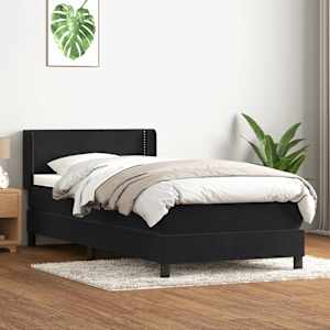 Box spring postel s matrací černá 90x210 cm samet - obrázek 1
