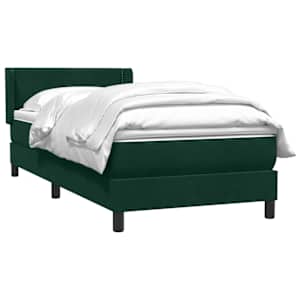 Box spring postel s matrací tmavě zelená 90x210 cm samet - obrázek 3