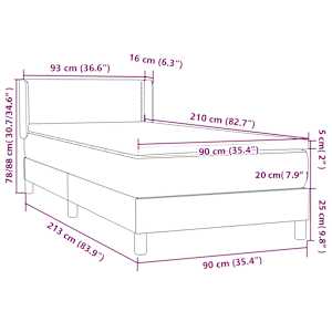 Box spring postel s matrací tmavě zelená 90x210 cm samet - obrázek 12