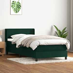 Box spring postel s matrací tmavě zelená 90x210 cm samet - obrázek 1