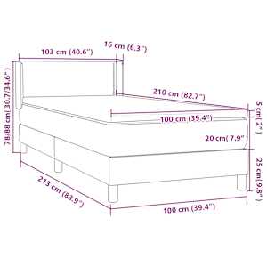 Box spring postel s matrací světle šedá 100x210 cm samet - obrázek 12