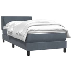 vidaXL Sommier &agrave; lattes de lit et matelas gris fonc&eacute; 100x210cm velours