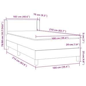 Box spring postel s matrací tmavě zelená 100x210 cm samet - obrázek 12