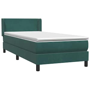 Box spring postel s matrací tmavě zelená 100x210 cm samet - obrázek 4
