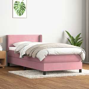 Box spring postel s matrací růžová 100x210 cm samet