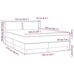 Box spring postel s matrací světle šedá 160x210 cm samet - obrázek 12