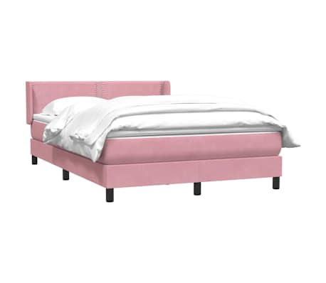 vidaXL Boxspringbett mit Matratze Rosa 160x210 cm Samt