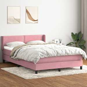 Box spring postelja z vzmetnico roza 160x210 cm žamet