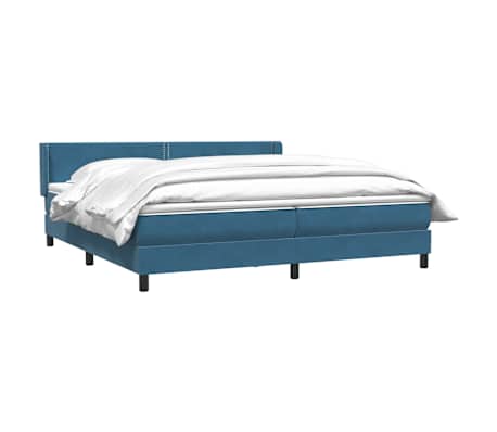 vidaXL Sommier &agrave; lattes de lit et matelas bleu fonc&eacute; 180x210cm velours