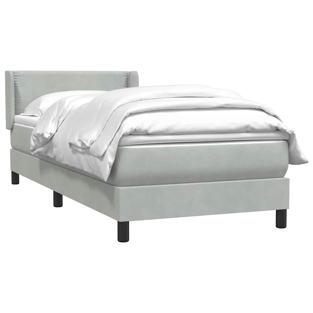 vidaXL Boxspring met matras fluweel lichtgrijs 80x220 cm afbeelding