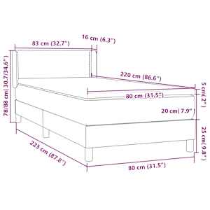 Box spring postel s matrací tmavě zelená 80x220 cm samet - obrázek 12