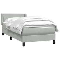 vidaXL Boxspringbett mit Matratze Hellgrau 90x220 cm Samt