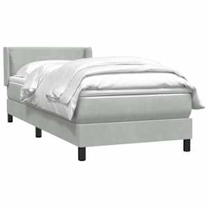 vidaXL Boxspringbett mit Matratze Hellgrau 90x220 cm Samt