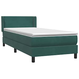 Box spring postel s matrací tmavě zelená 90x220 cm samet - obrázek 4