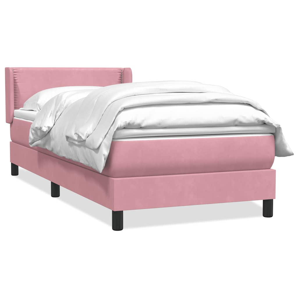 vidaXL Box Spring postelja z vzmetnico Pink 100x220 cm Velvet