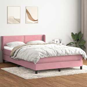 Box spring postelja z vzmetnico roza 160x220 cm žamet