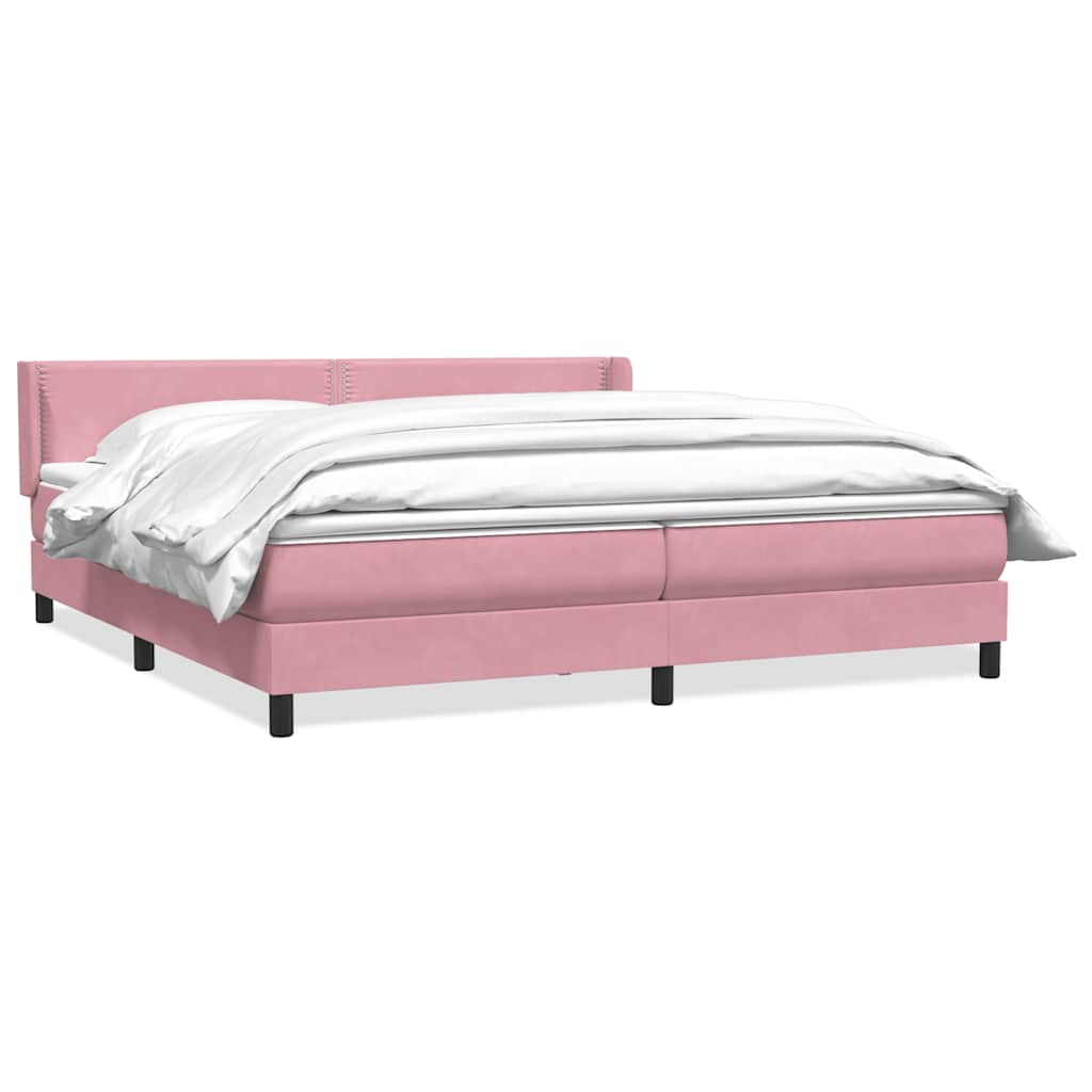 vidaXL Box Spring postelja z vzmetnico Pink 200x220 cm žamet