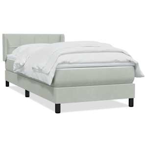 Box spring postel s matrací světle šedá 80x210 cm samet - obrázek 2