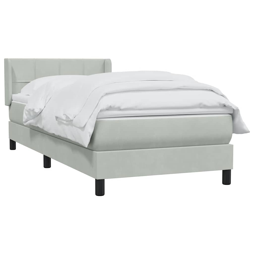 vidaXL Boxspring met matras fluweel lichtgrijs 80x210 cm afbeelding