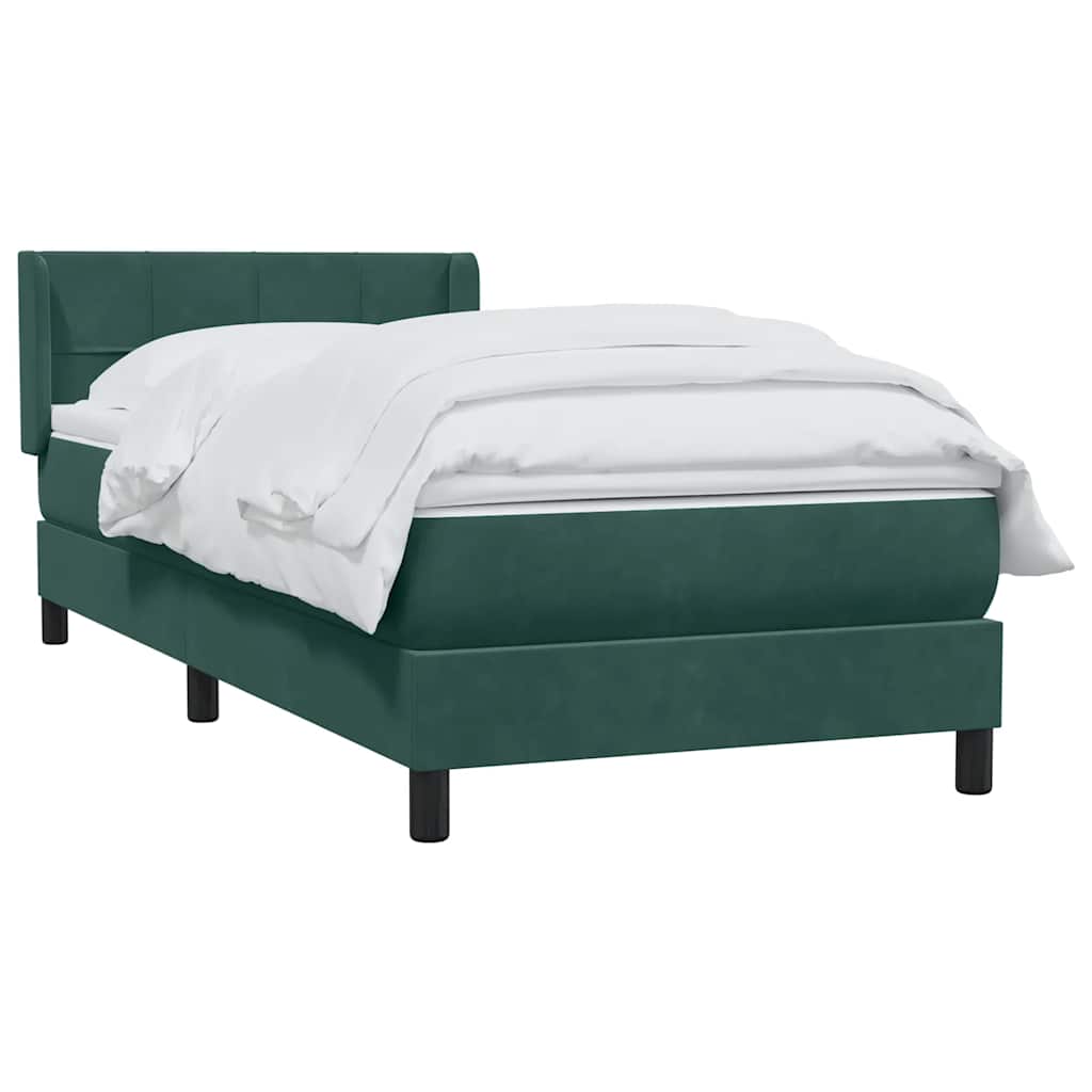 vidaXL Boxspring met matras fluweel donkergroen 80x210 cm afbeelding