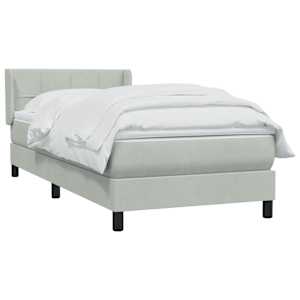 vidaXL Sommier &agrave; lattes de lit et matelas gris clair 90x210 cm velours
