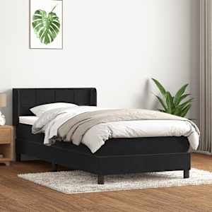 Box spring postelja z vzmetnico črna 90x210 cm žamet