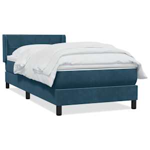 Box spring postel s matrací tmavě modrá 100x210 cm samet - obrázek 2