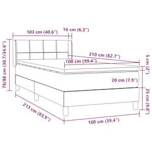 Box spring postel s matrací tmavě modrá 100x210 cm samet - obrázek 12