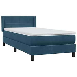 Box spring postel s matrací tmavě modrá 100x210 cm samet - obrázek 4