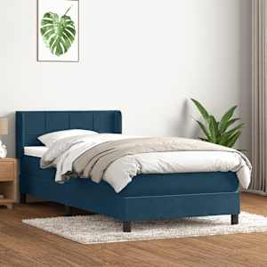 Box spring postel s matrací tmavě modrá 100x210 cm samet - obrázek 1