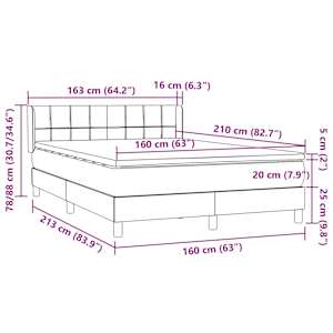 Box spring postel s matrací světle šedá 160x210 cm samet - obrázek 12