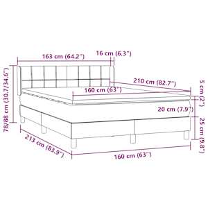Box spring postel s matrací tmavě šedá 160x210 cm samet - obrázek 12
