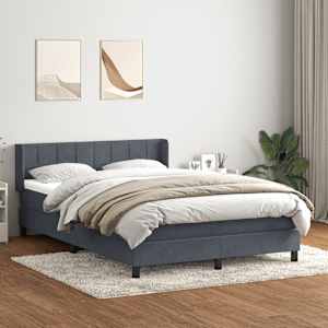 Box spring postel s matrací tmavě šedá 160x210 cm samet - obrázek 1