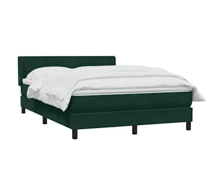 vidaXL kontinentalseng med madras 160x210 cm fl&oslash;jl m&oslash;rkegr&oslash;n