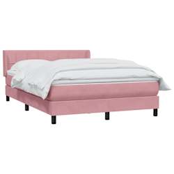vidaXL Boxspring met matras fluweel roze 160x210 cm