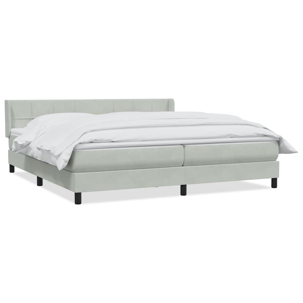 vidaXL Box spring postelja z vzmetnico svetlo siva 180x210 cm žamet