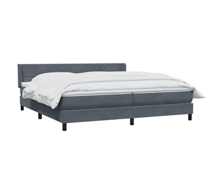 vidaXL Sommier &agrave; lattes de lit et matelas gris fonc&eacute; 200x210cm velours